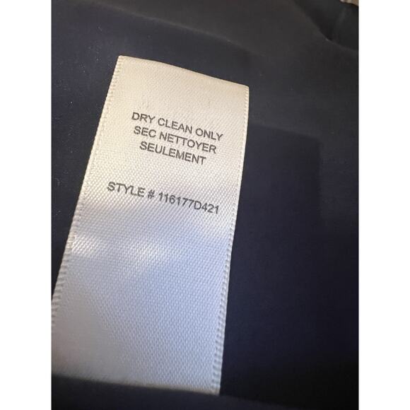 Rebecca Taylor Dress Size 12 Navy Blue Short Sleeve Zip Up Back Lined Ruffled - Picture 7 of 7